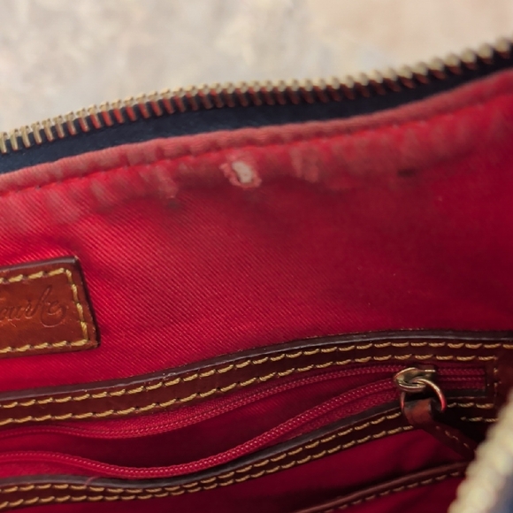 Dooney & Bourke Dark Blue and Brown Leather Shoulder Bag - Picture 14 of 15